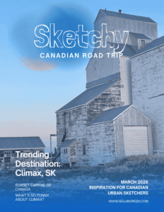 Cover for March 2026  Sketchy Canadian Road Trip Zine