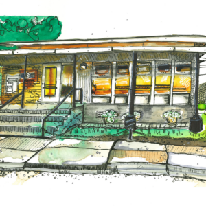 Urban sketch of Canada Post Office in Climax, Saskatchewan